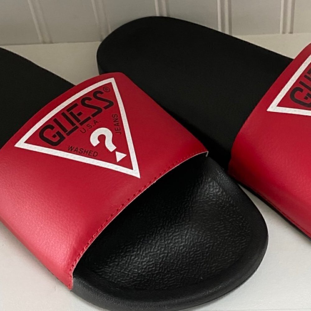 GUESS EneloChili Pepper/White/Black Slides Size 11M - Picture 2 of 5